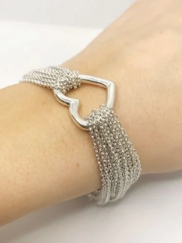 Tiffany & Co. Sterling Silver Open Heart & Multistrand Bracelet